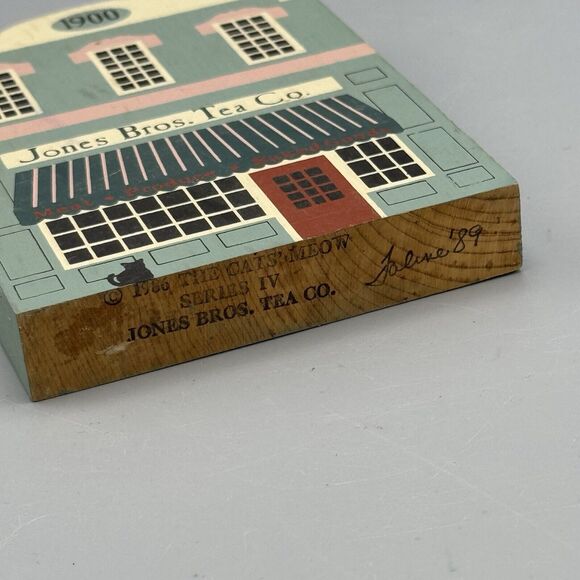 1989 The Cat's Meow 1900 Jones Bros Tea Co Shelf Sitter Wood Series IV Kitschy - Picture 6 of 10